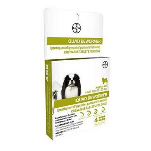 Bayer Quad Dewormer Tablets for Dogs 2-25lbs, 4 pack