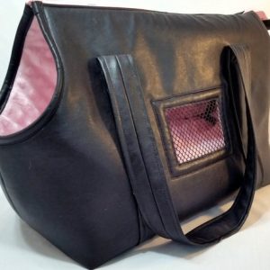 Black Leather Dog Carrier, Dog Tote, Small Dog Purse, Handmade Dog Carrier