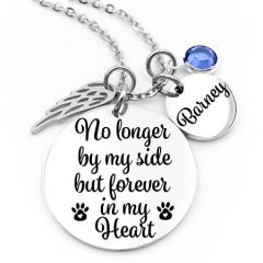 Pet Memorial, Pet Memorial Necklace – No Longer By My Side But Forever In My Heart – Pet Memorial Jewelry – Pet Loss – Sympathy Gift